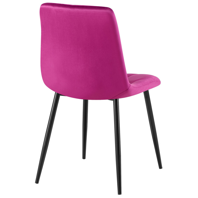 Chaise moderne chic matelassée Velours Violet Motif losanges Métal Noir Mat Jasen - 3