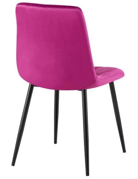 Chaise moderne chic matelassée Velours Violet Motif losanges Métal Noir Mat Jasen - 3
