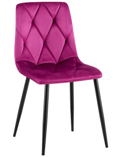 Chaise moderne chic matelassée Velours Violet Motif losanges Métal Noir Mat Jasen - 1
