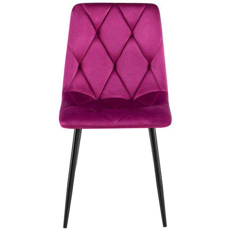 Chaise moderne chic matelassée Velours Violet Motif losanges Métal Noir Mat Jasen - 2