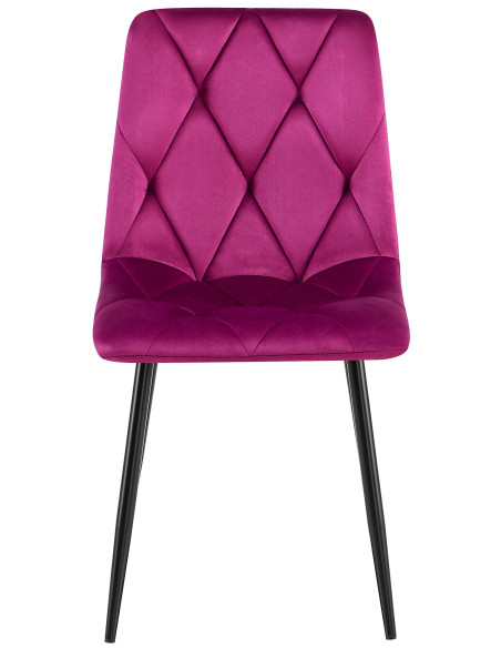 Chaise moderne chic matelassée Velours Violet Motif losanges Métal Noir Mat Jasen - 2