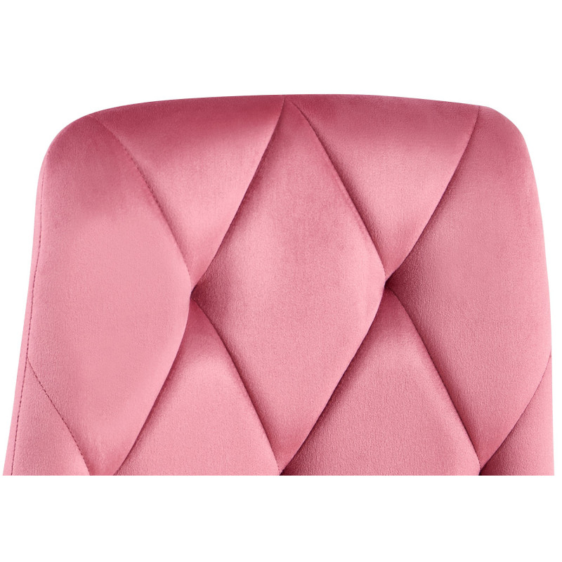 Chaise moderne chic matelassée Velours Rose Motif losanges Métal Noir Mat Jasen - 4