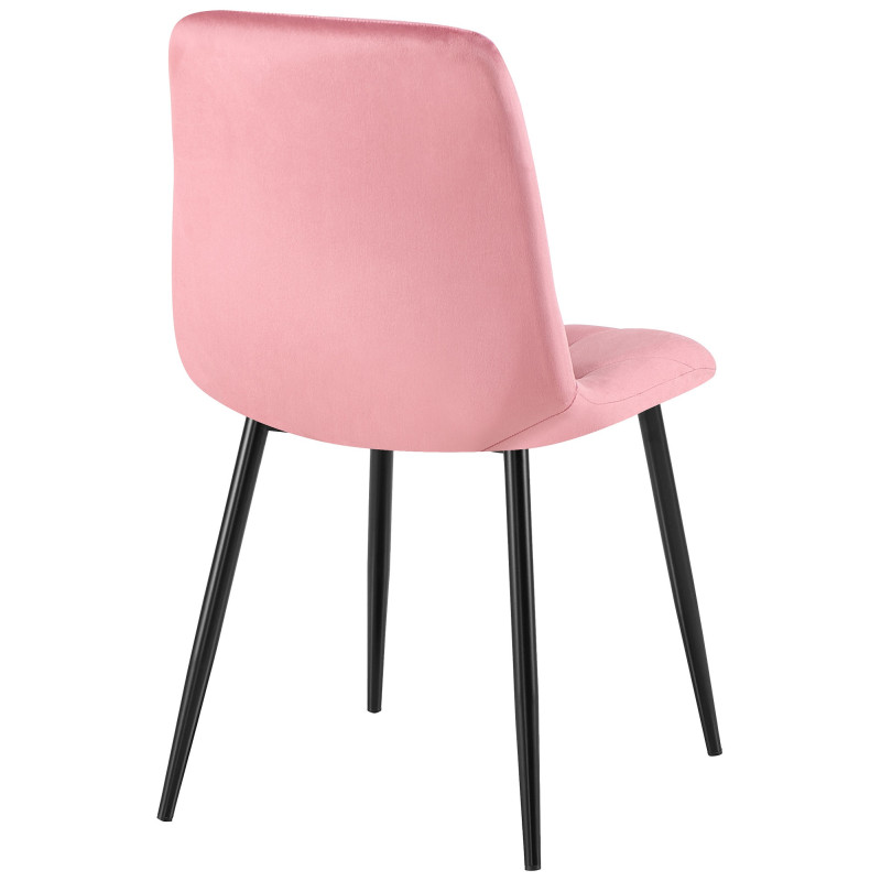 Chaise moderne chic matelassée Velours Rose Motif losanges Métal Noir Mat Jasen - 3