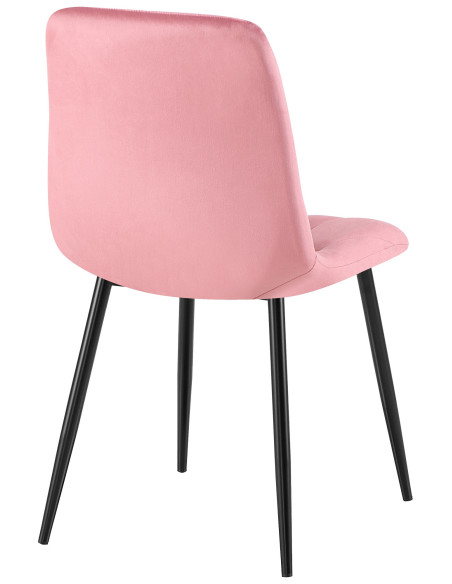 Chaise moderne chic matelassée Velours Rose Motif losanges Métal Noir Mat Jasen - 3