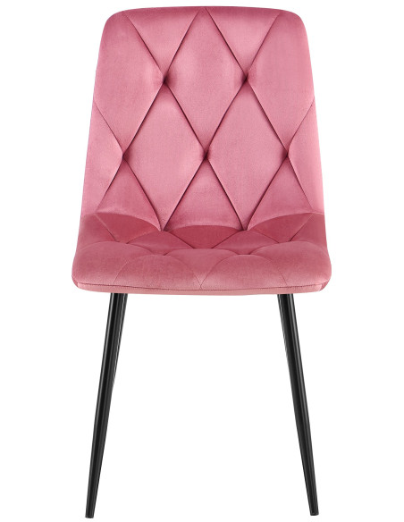 Chaise moderne chic matelassée Velours Rose Motif losanges Métal Noir Mat Jasen - 2