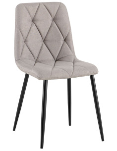 Chaise moderne chic matelassée Tissu Gris clair Motif losanges Métal Noir Mat Jasen - 1