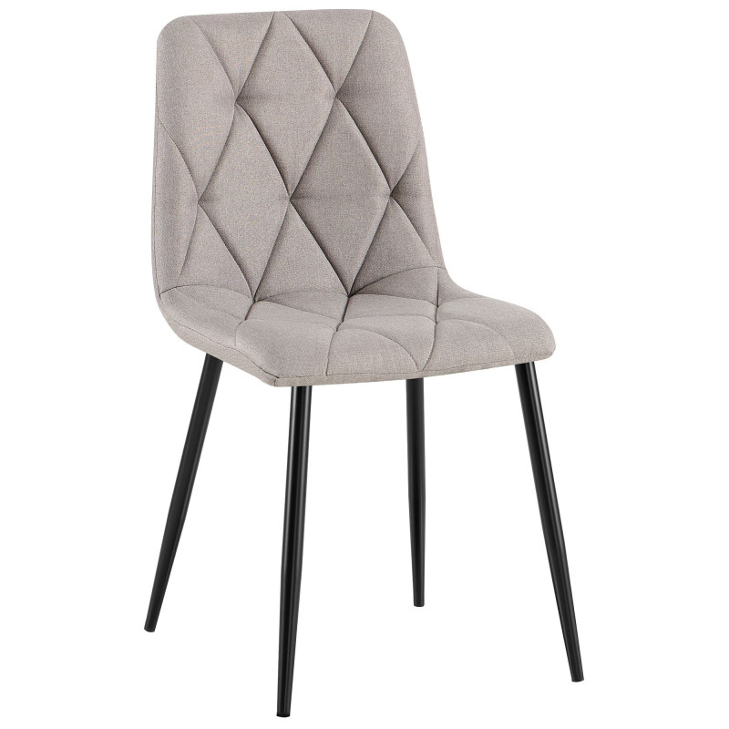 Chaise moderne chic matelassée Tissu Gris clair Motif losanges Métal Noir Mat Jasen - 1