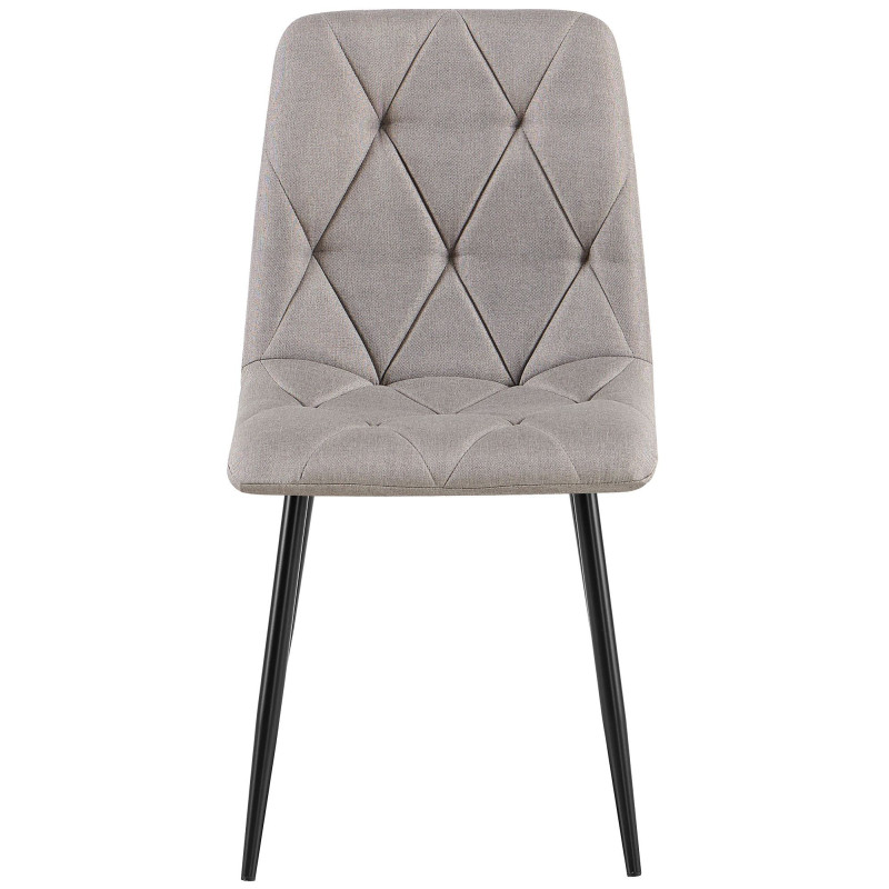 Chaise moderne chic matelassée Tissu Gris clair Motif losanges Métal Noir Mat Jasen - 2