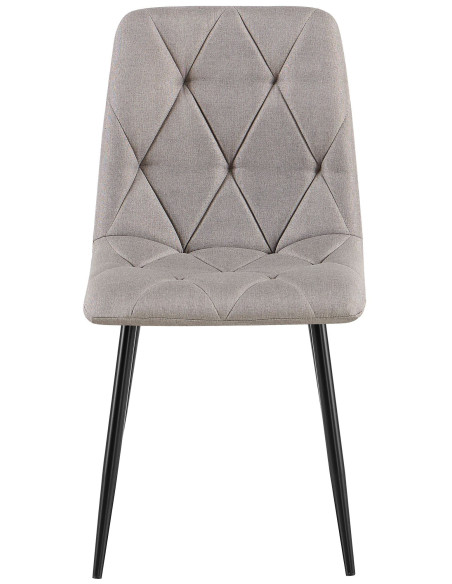 Chaise moderne chic matelassée Tissu Gris clair Motif losanges Métal Noir Mat Jasen - 2