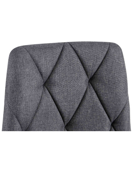 Chaise moderne chic matelassée Tissu Gris foncé Motif losanges Métal Noir Mat Jasen - 4