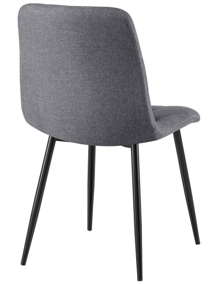 Chaise moderne chic matelassée Tissu Gris foncé Motif losanges Métal Noir Mat Jasen - 3