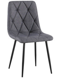 Chaise moderne chic matelassée Tissu Gris foncé Motif losanges Métal Noir Mat Jasen - 1