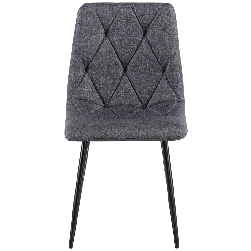 Chaise moderne chic matelassée Tissu Gris foncé Motif losanges Métal Noir Mat Jasen - 2