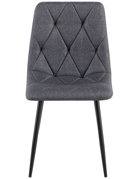 Chaise moderne chic matelassée Tissu Gris foncé Motif losanges Métal Noir Mat Jasen - 2