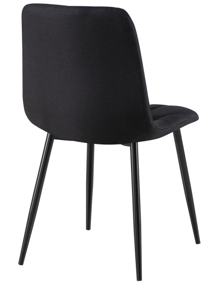 Chaise moderne chic matelassée Tissu Noir Motif losanges Métal Noir Mat Jasen - 3