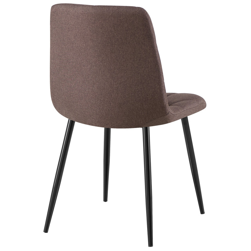 Chaise moderne chic matelassée Tissu Marron Motif losanges Métal Noir Mat Jasen - 3