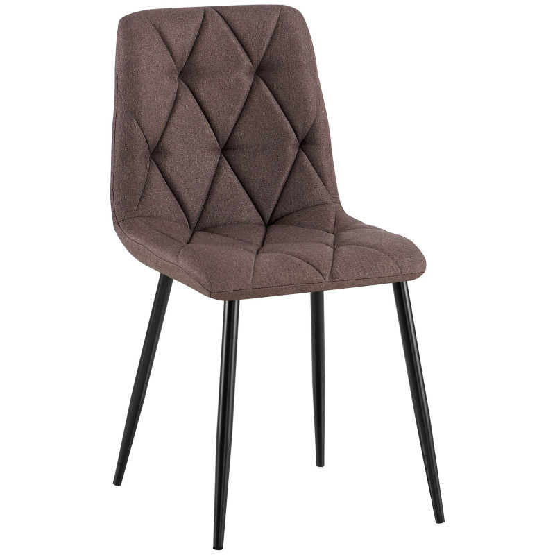 Chaise moderne chic matelassée Tissu Marron Motif losanges Métal Noir Mat Jasen - 1