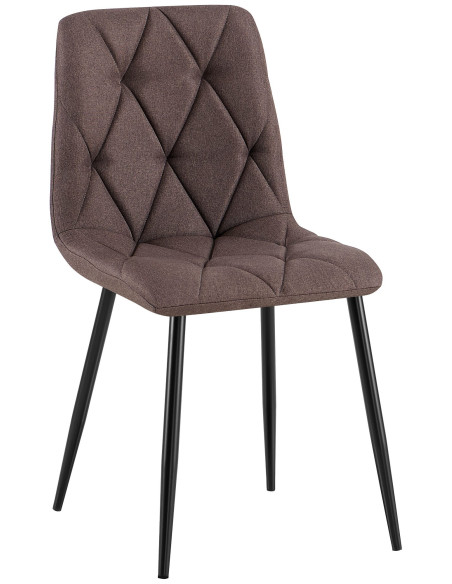 Chaise moderne chic matelassée Tissu Marron Motif losanges Métal Noir Mat Jasen - 1