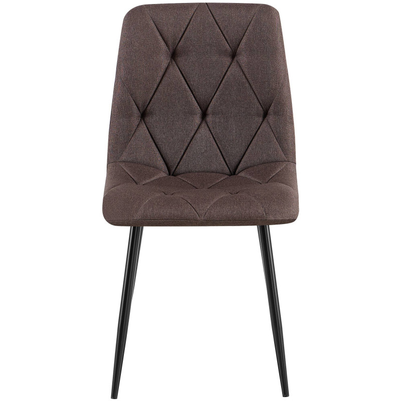 Chaise moderne chic matelassée Tissu Marron Motif losanges Métal Noir Mat Jasen - 2