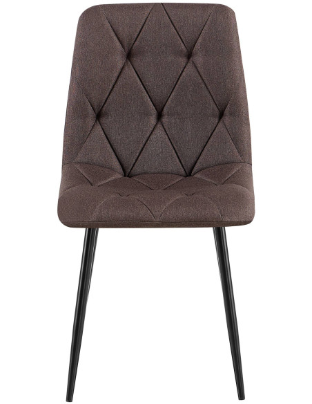 Chaise moderne chic matelassée Tissu Marron Motif losanges Métal Noir Mat Jasen - 2