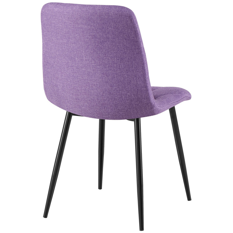 Chaise moderne chic matelassée Tissu Violet Motif losanges Métal Noir Mat Jasen - 3