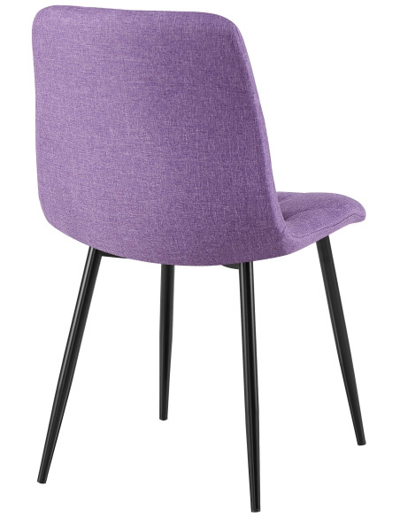 Chaise moderne chic matelassée Tissu Violet Motif losanges Métal Noir Mat Jasen - 3