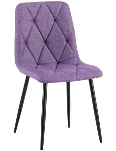 Chaise moderne chic matelassée Tissu Violet Motif losanges Métal Noir Mat Jasen - 1