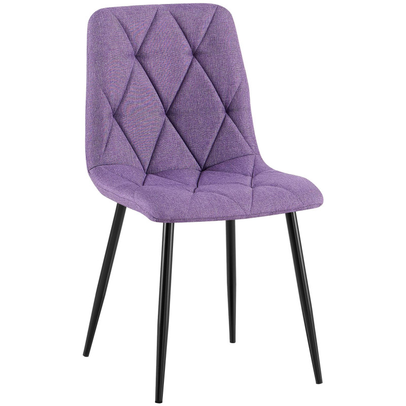 Chaise moderne chic matelassée Tissu Violet Motif losanges Métal Noir Mat Jasen - 1