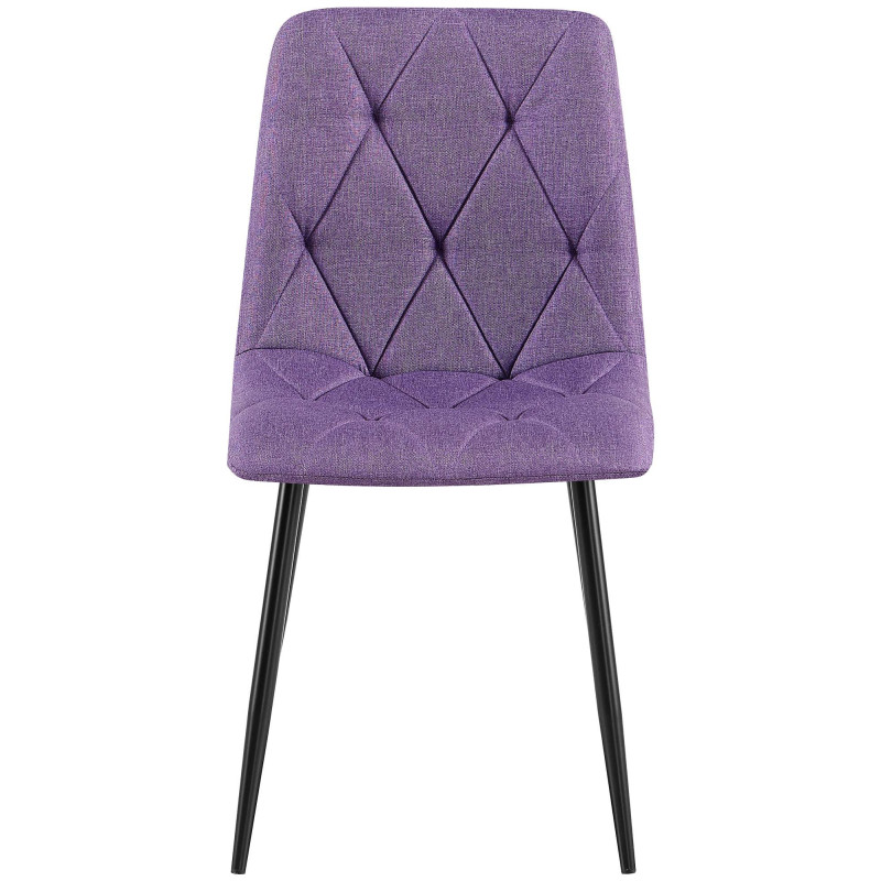 Chaise moderne chic matelassée Tissu Violet Motif losanges Métal Noir Mat Jasen - 2