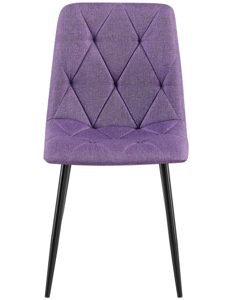 Chaise moderne chic matelassée Tissu Violet Motif losanges Métal Noir Mat Jasen - 2