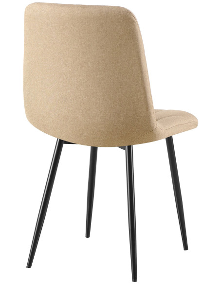 Chaise moderne chic matelassée Tissu Taupe Motif losanges Métal Noir Mat Jasen - 3