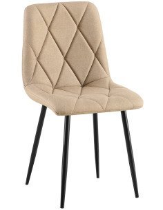 Chaise moderne chic matelassée Tissu Taupe Motif losanges Métal Noir Mat Jasen - 1