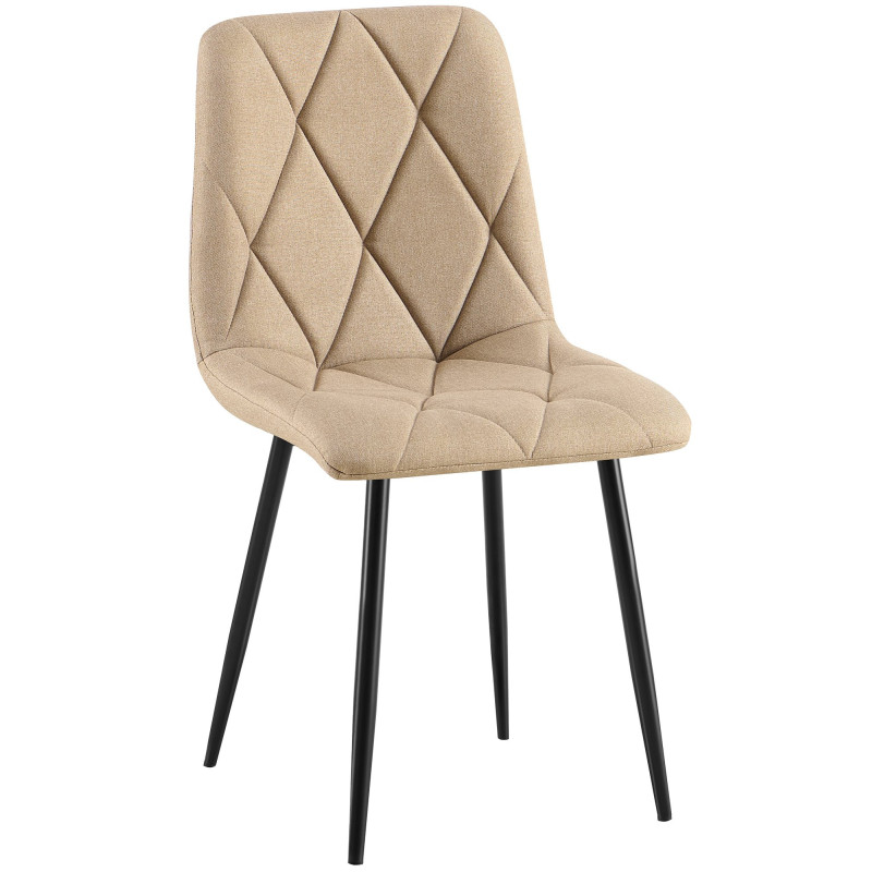 Chaise moderne chic matelassée Tissu Taupe Motif losanges Métal Noir Mat Jasen - 1
