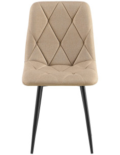 Chaise moderne chic matelassée Tissu Taupe Motif losanges Métal Noir Mat Jasen - 2
