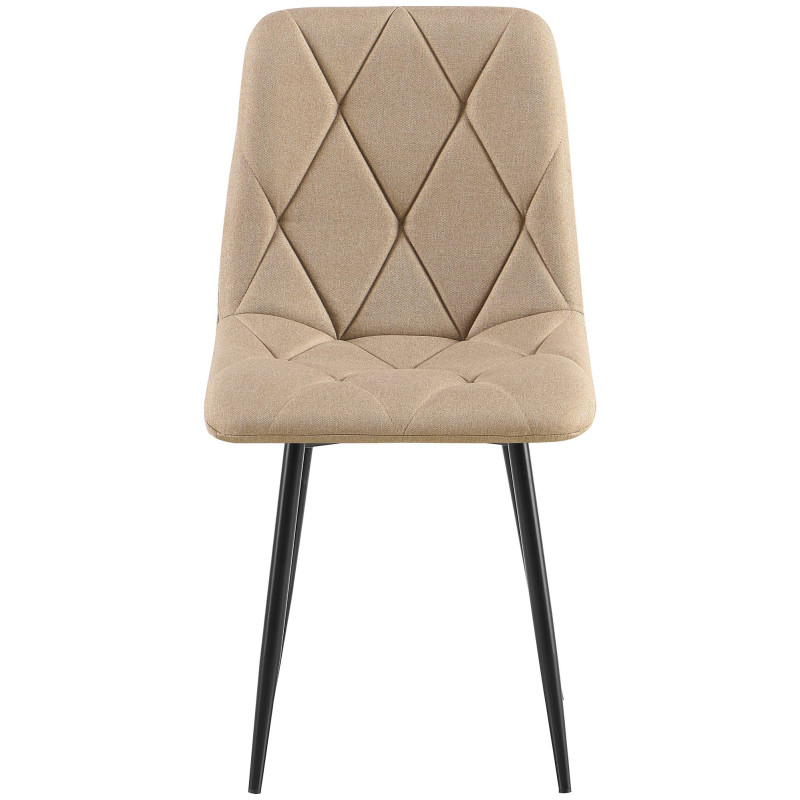 Chaise moderne chic matelassée Tissu Taupe Motif losanges Métal Noir Mat Jasen - 2