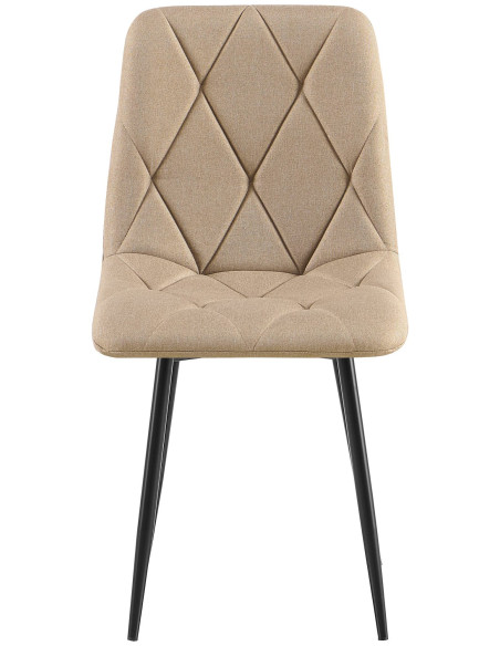 Chaise moderne chic matelassée Tissu Taupe Motif losanges Métal Noir Mat Jasen - 2