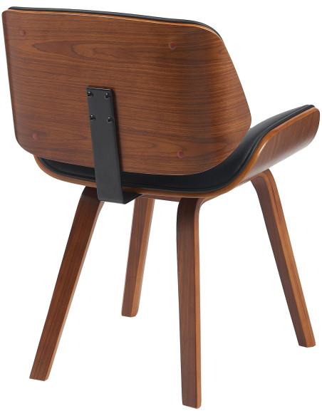 Chaise mid century moderne Polyuréthane Noir Bois Marron noyer Elios - 2