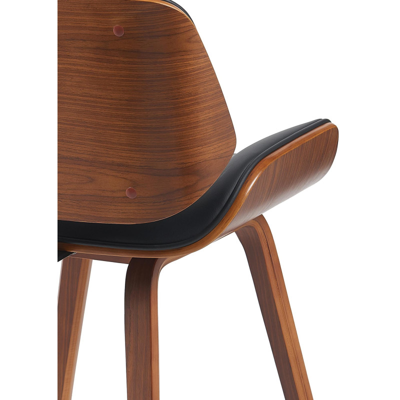 Chaise mid century moderne Polyuréthane Noir Bois Marron noyer Elios - 3