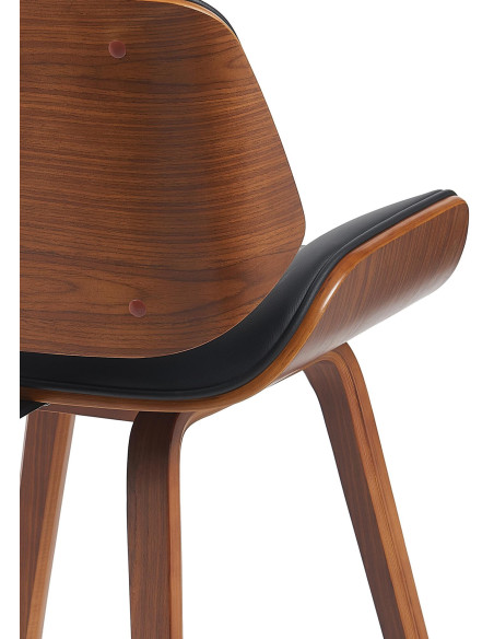 Chaise mid century moderne Polyuréthane Noir Bois Marron noyer Elios - 3