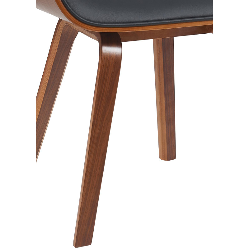 Chaise mid century moderne Polyuréthane Noir Bois Marron noyer Elios - 4