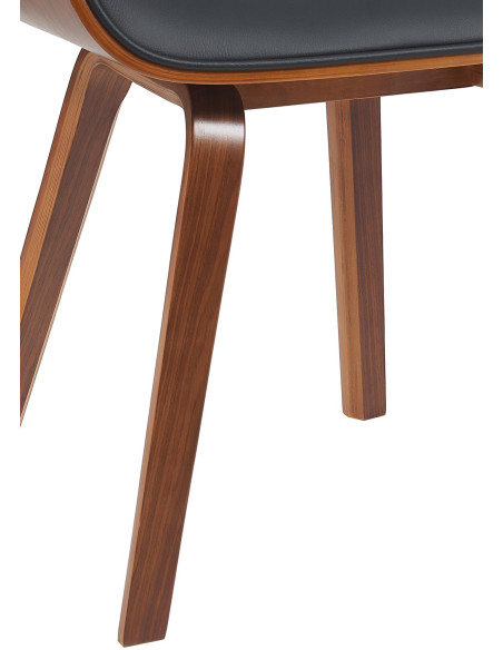 Chaise mid century moderne Polyuréthane Noir Bois Marron noyer Elios - 4