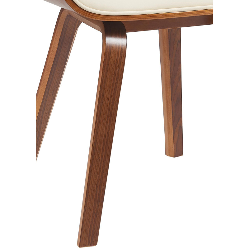 Chaise mid century moderne Polyuréthane Blanc crème Bois Marron noyer Elios - 4