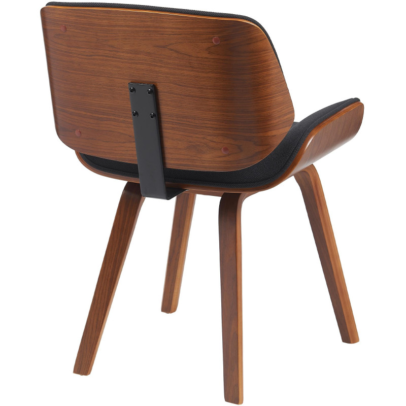 Chaise mid century moderne Tissu Noir Bois Marron noyer Elios 