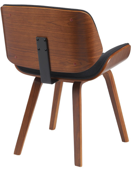 Chaise mid century moderne Tissu Noir Bois Marron noyer Elios 