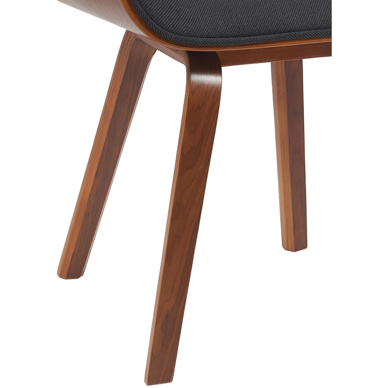 Chaise mid century moderne Tissu Noir Bois Marron noyer Elios 