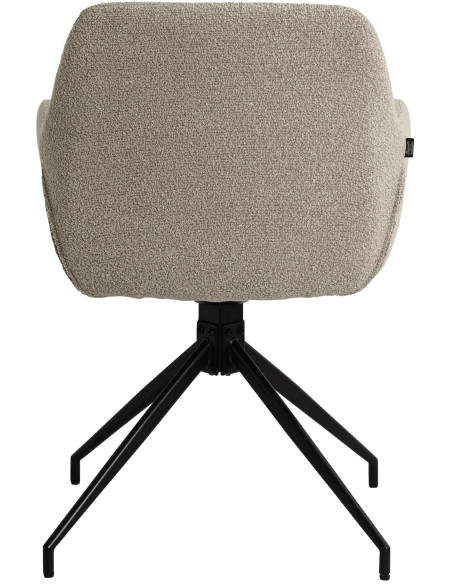 Fauteuil de table bouclette pivotant Tissu Taupe Bouclé Métal Noir Teddy 