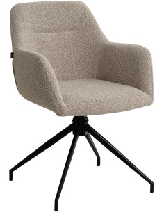 Fauteuil de table bouclette pivotant Tissu Taupe Bouclé Métal Noir Teddy