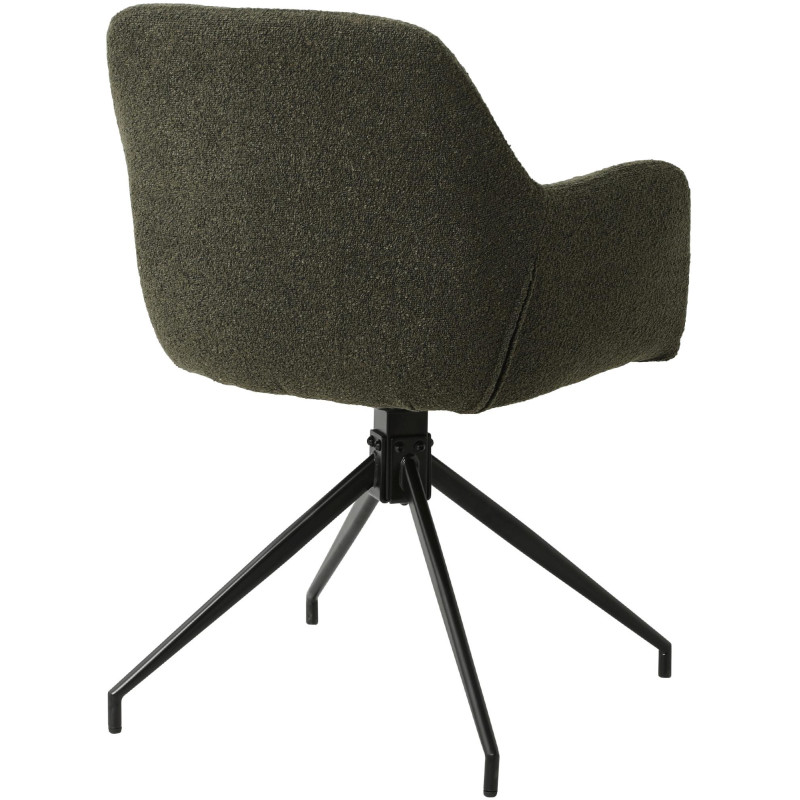 Fauteuil de table bouclette pivotant Tissu Vert foncé Bouclé Métal Noir Teddy - 2