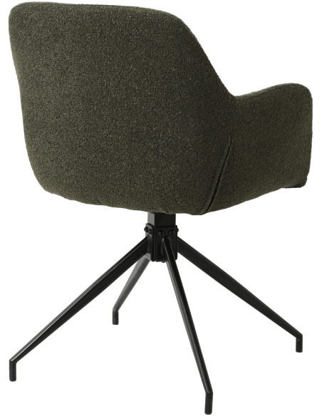 Fauteuil de table bouclette pivotant Tissu Vert foncé Bouclé Métal Noir Teddy - 2