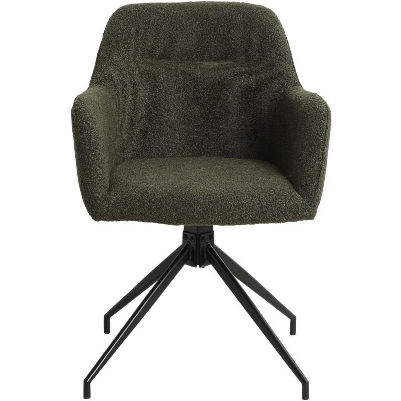 Fauteuil de table bouclette pivotant Tissu Vert foncé Bouclé Métal Noir Teddy - 3